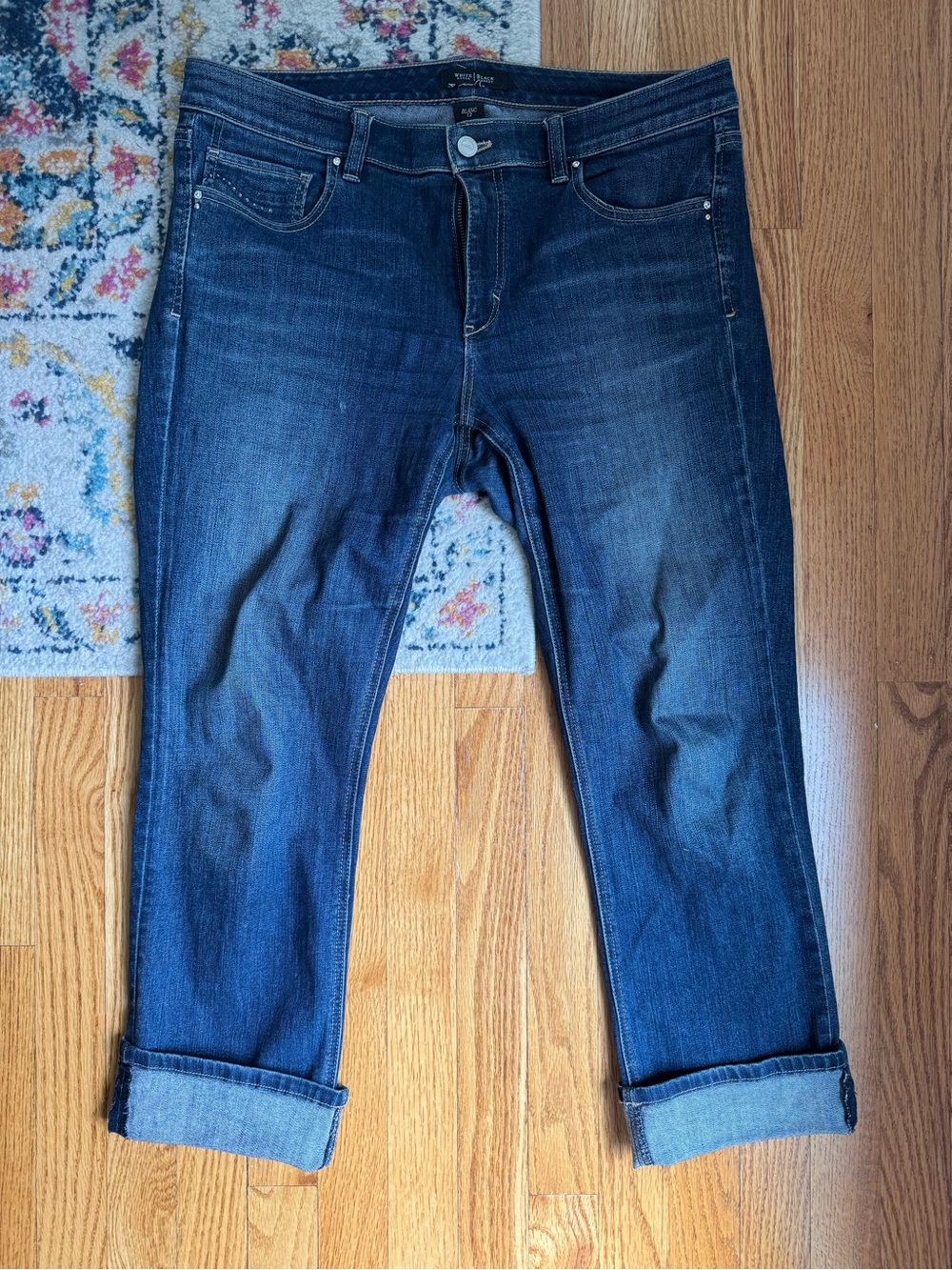 White House Black Market Dark Blue Cropped Stretch Jeans